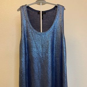 INC Womans Metallic Tank Top Color Blue Size XL